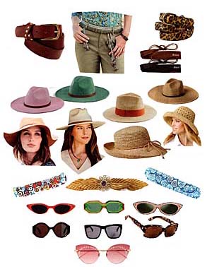 Sunhats, Barrettes, woven belts